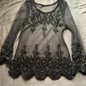 Sheer Scroll Blouse